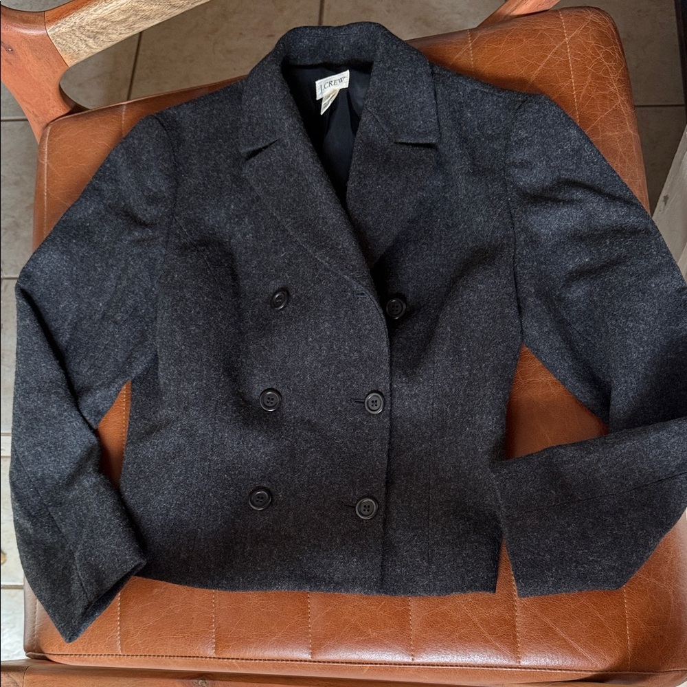 💥 J. Crew Charcoal Wool Double-Breasted Pea Coat - Picture 8 of 9